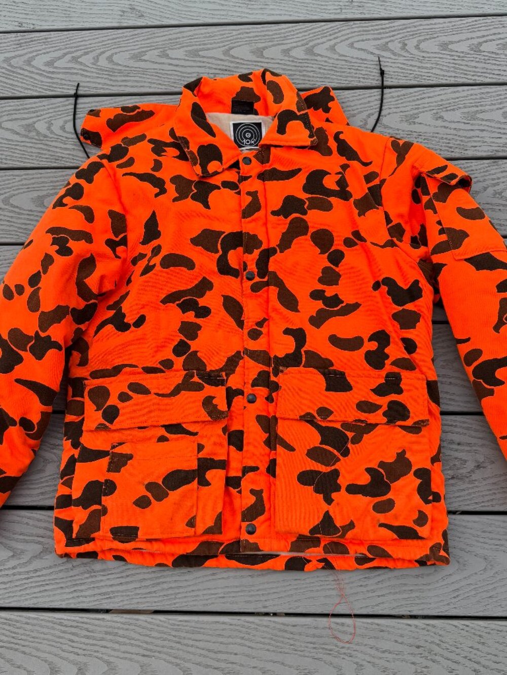 10x Jacket Mens Medium Orange Black Camo Insulated Heavy Hunting Coat
